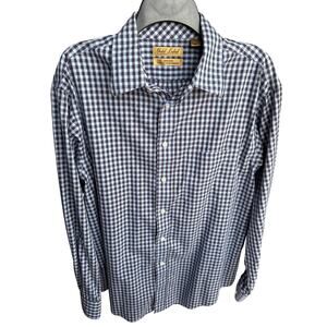 Gold Label Roundtree & Yorke Non-Iron Dress Shirt Blue Check Men’s Large